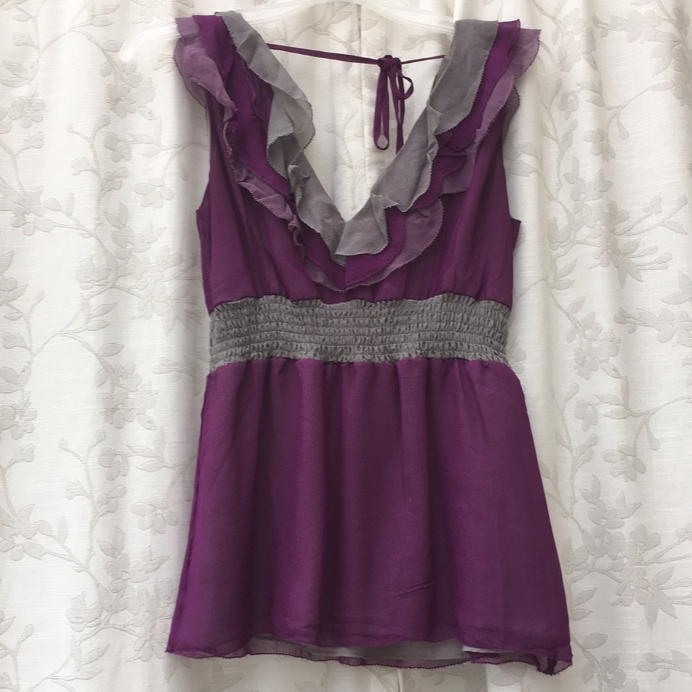 Fossil Purple and grey silk blouse
